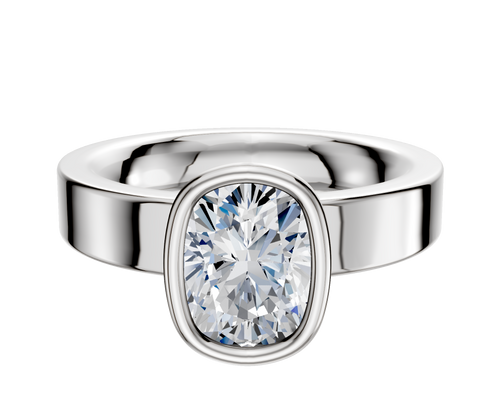 Platinum Bezel Full Bezel North/South Classic Flat 4.0mm Engagement Ring