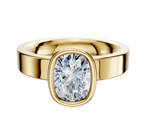 18K Yellow Gold Bezel Full Bezel North/South Classic Flat 4.0mm Engagement Ring