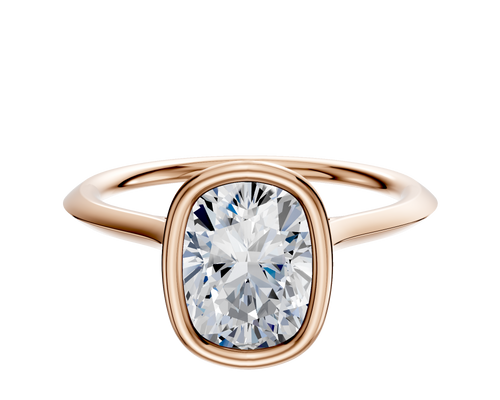 18K Rose Gold Bezel Full Bezel North/South Cathedral Knife Edge 1.5mm Engagement Ring