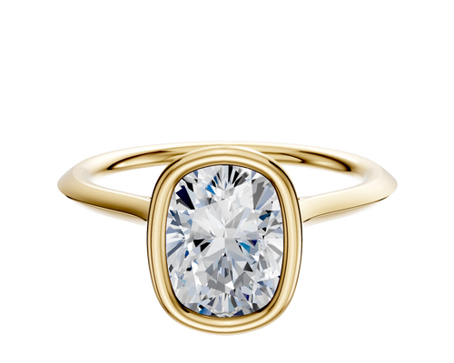 14K Yellow Gold Bezel Full Bezel North/South Cathedral Knife Edge 1.5mm Engagement Ring