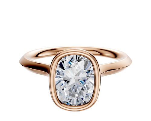 18K Rose Gold Bezel Full Bezel North/South Cathedral Knife Edge 2.0mm Engagement Ring