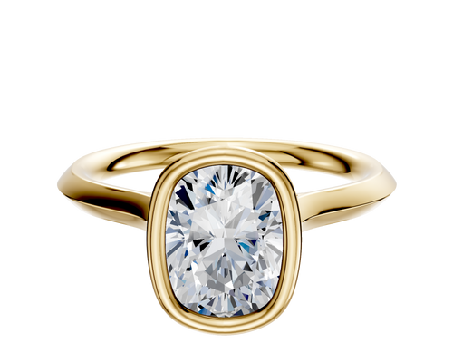 14K Yellow Gold Bezel Full Bezel North/South Cathedral Knife Edge 2.0mm Engagement Ring
