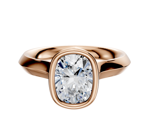 18K Rose Gold Bezel Full Bezel North/South Cathedral Knife Edge 3.0mm Engagement Ring