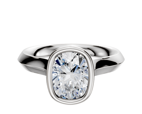 18K White Gold Bezel Full Bezel North/South Cathedral Knife Edge 3.0mm Engagement Ring