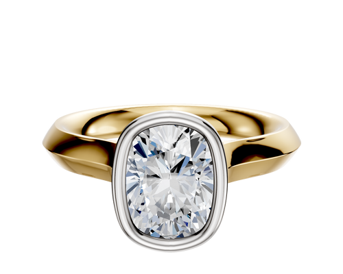 18K Two Tone Bezel Full Bezel North/South Cathedral Knife Edge 3.0mm Engagement Ring