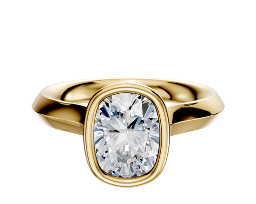 14K Yellow Gold Bezel Full Bezel North/South Cathedral Knife Edge 3.0mm Engagement Ring