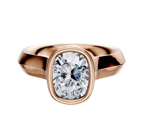 18K Rose Gold Bezel Full Bezel North/South Cathedral Knife Edge 4.0mm Engagement Ring