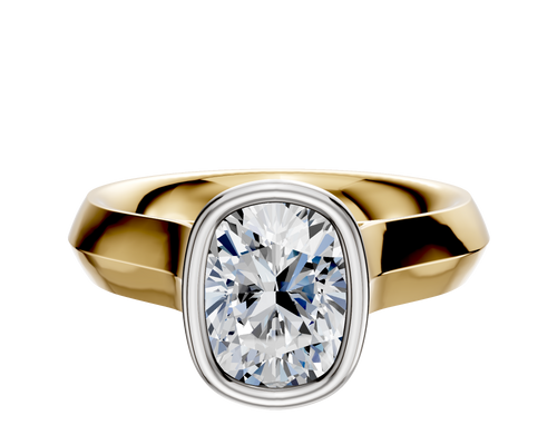 18K Two Tone Bezel Full Bezel North/South Cathedral Knife Edge 4.0mm Engagement Ring