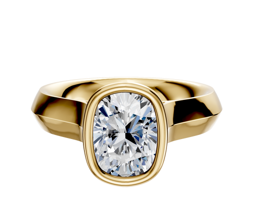 18K Yellow Gold Bezel Full Bezel North/South Cathedral Knife Edge 4.0mm Engagement Ring