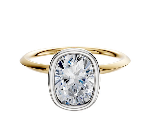 18K Two Tone Bezel Full Bezel North/South Classic Knife Edge 1.5mm Engagement Ring