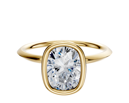 18K Yellow Gold Bezel Full Bezel North/South Classic Knife Edge 1.5mm Engagement Ring