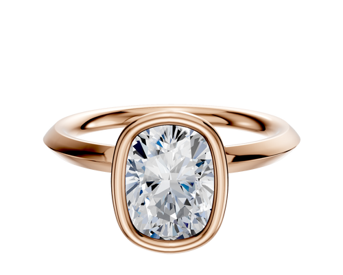 18K Rose Gold Bezel Full Bezel North/South Classic Knife Edge 2.0mm Engagement Ring