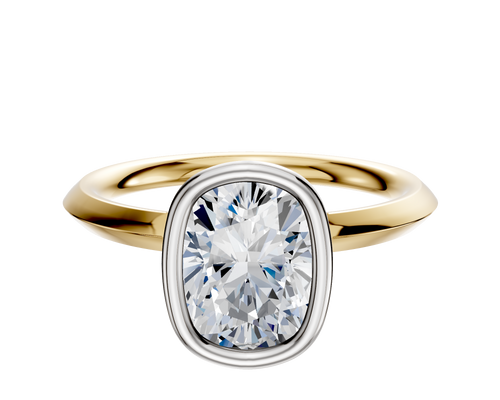 18K Two Tone Bezel Full Bezel North/South Classic Knife Edge 2.0mm Engagement Ring