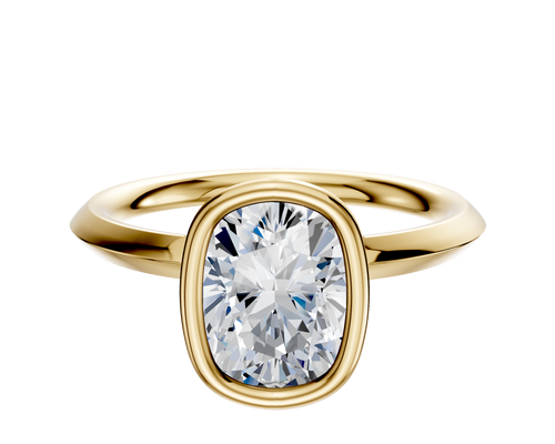 14K Yellow Gold Bezel Full Bezel North/South Classic Knife Edge 2.0mm Engagement Ring
