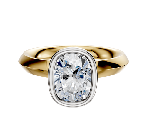 18K Two Tone Bezel Full Bezel North/South Classic Knife Edge 3.0mm Engagement Ring