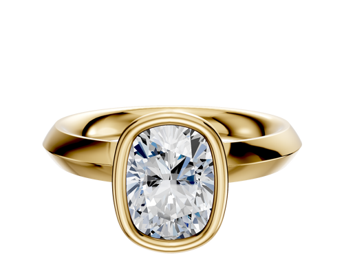 18K Yellow Gold Bezel Full Bezel North/South Classic Knife Edge 3.0mm Engagement Ring