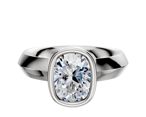 18K White Gold Bezel Full Bezel North/South Classic Knife Edge 4.0mm Engagement Ring
