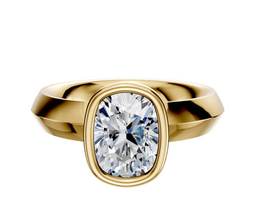 14K Yellow Gold Bezel Full Bezel North/South Classic Knife Edge 4.0mm Engagement Ring