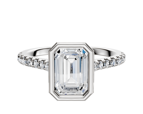Platinum Bezel Full Bezel North/South Cathedral Dome 1-Row-Pave 2.5mm Engagement Ring