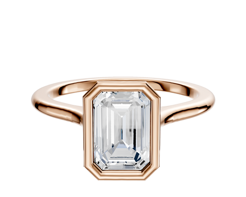 18K Rose Gold Bezel Full Bezel North/South Cathedral Dome 1.5mm Engagement Ring