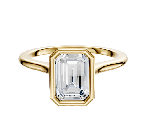 18K Yellow Gold Bezel Full Bezel North/South Cathedral Dome 1.5mm Engagement Ring