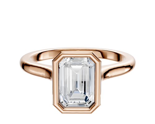 18K Rose Gold Bezel Full Bezel North/South Cathedral Dome 2.0mm Engagement Ring
