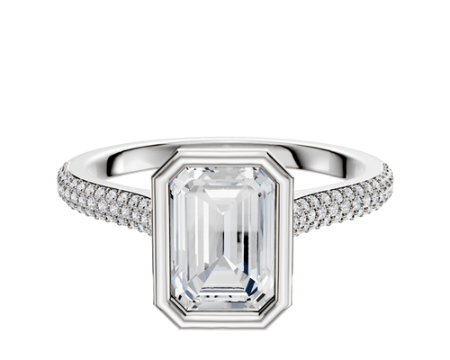 Platinum Bezel Full Bezel North/South Cathedral Dome 3-Row-Pave 2.0mm Engagement Ring