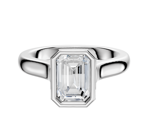 18K White Gold Bezel Full Bezel North/South Cathedral Dome 3.0mm Engagement Ring