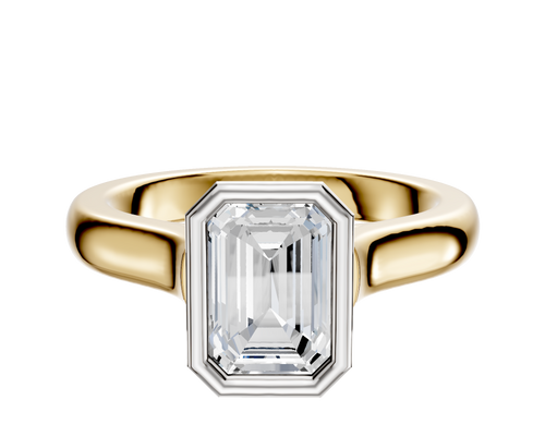 14K Two Tone Bezel Full Bezel North/South Cathedral Dome 3.0mm Engagement Ring
