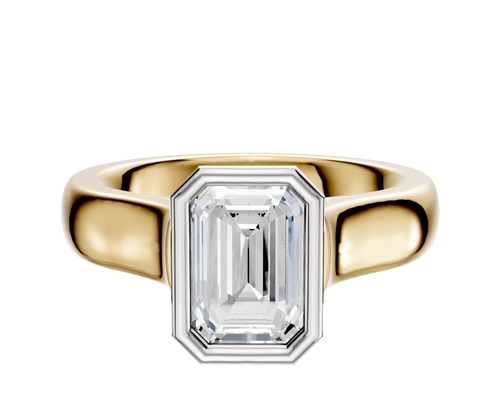 14K Two Tone Bezel Full Bezel North/South Cathedral Dome 4.0mm Engagement Ring