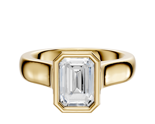 14K Yellow Gold Bezel Full Bezel North/South Cathedral Dome 4.0mm Engagement Ring