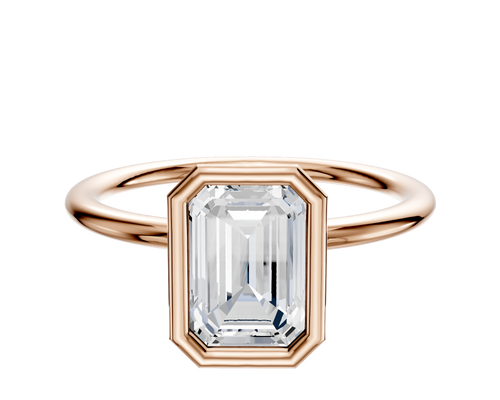 18K Rose Gold Bezel Full Bezel North/South Classic Dome 1.5mm Engagement Ring