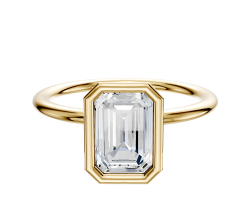 18K Yellow Gold Bezel Full Bezel North/South Classic Dome 1.5mm Engagement Ring