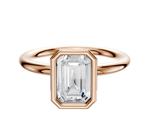 18K Rose Gold Bezel Full Bezel North/South Classic Dome 2.0mm Engagement Ring