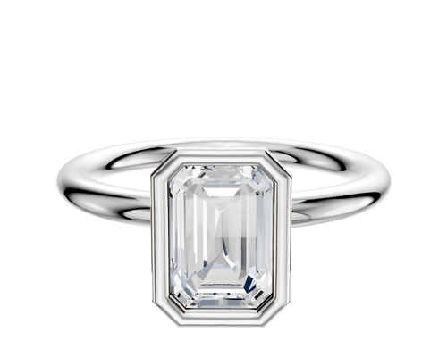 14K White Gold Bezel Full Bezel North/South Classic Dome 2.0mm Engagement Ring