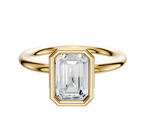 14K Yellow Gold Bezel Full Bezel North/South Classic Dome 2.0mm Engagement Ring