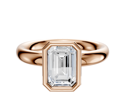 14K Rose Gold Bezel Full Bezel North/South Classic Dome 3.0mm Engagement Ring