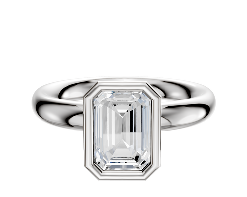 14K White Gold Bezel Full Bezel North/South Classic Dome 3.0mm Engagement Ring