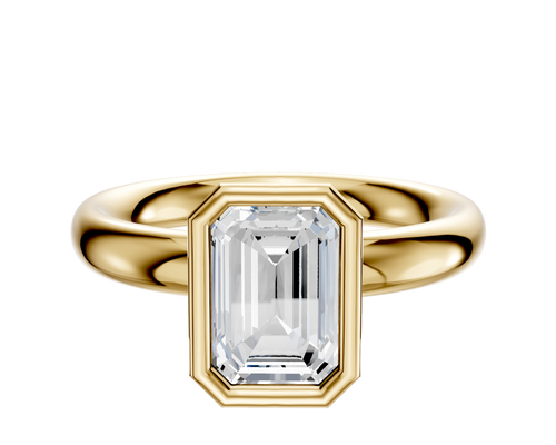 14K Yellow Gold Bezel Full Bezel North/South Classic Dome 3.0mm Engagement Ring
