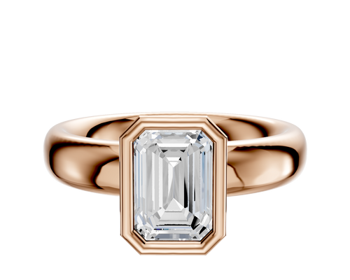 18K Rose Gold Bezel Full Bezel North/South Classic Dome 4.0mm Engagement Ring