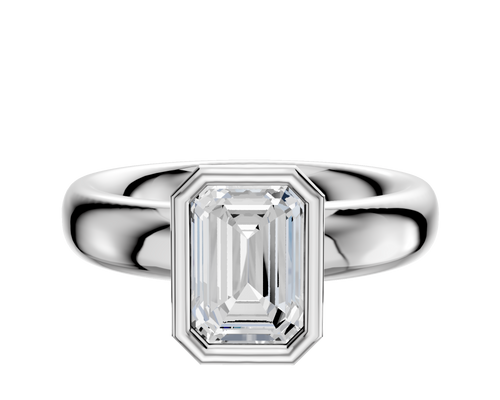 18K White Gold Bezel Full Bezel North/South Classic Dome 4.0mm Engagement Ring