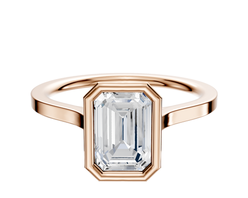 18K Rose Gold Bezel Full Bezel North/South Cathedral Flat 1.5mm Engagement Ring