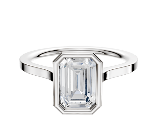 Platinum Bezel Full Bezel North/South Cathedral Flat 1.5mm Engagement Ring