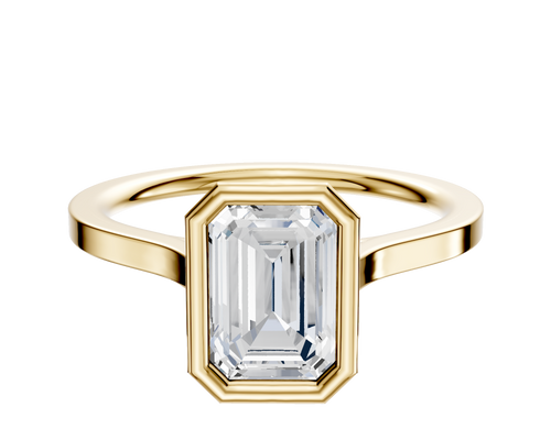 18K Yellow Gold Bezel Full Bezel North/South Cathedral Flat 1.5mm Engagement Ring
