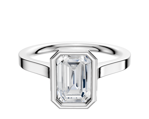 14K White Gold Bezel Full Bezel North/South Cathedral Flat 2.0mm Engagement Ring