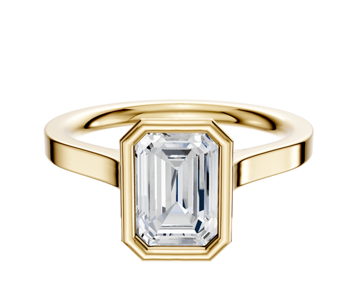 14K Yellow Gold Bezel Full Bezel North/South Cathedral Flat 2.0mm Engagement Ring