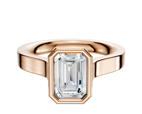 18K Rose Gold Bezel Full Bezel North/South Cathedral Flat 3.0mm Engagement Ring