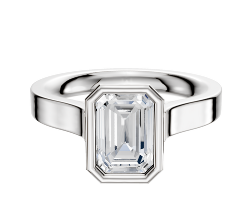 14K White Gold Bezel Full Bezel North/South Cathedral Flat 3.0mm Engagement Ring