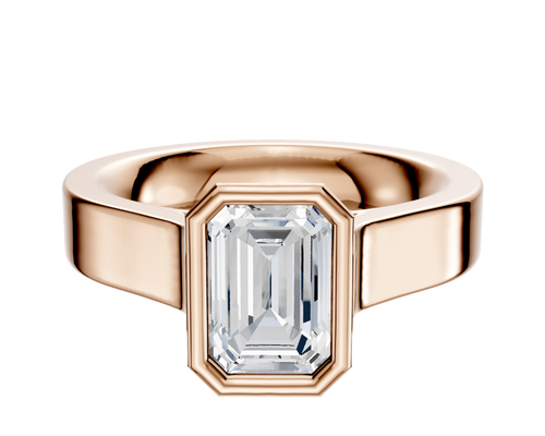 18K Rose Gold Bezel Full Bezel North/South Cathedral Flat 4.0mm Engagement Ring