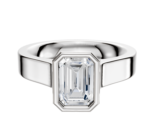 18K White Gold Bezel Full Bezel North/South Cathedral Flat 4.0mm Engagement Ring